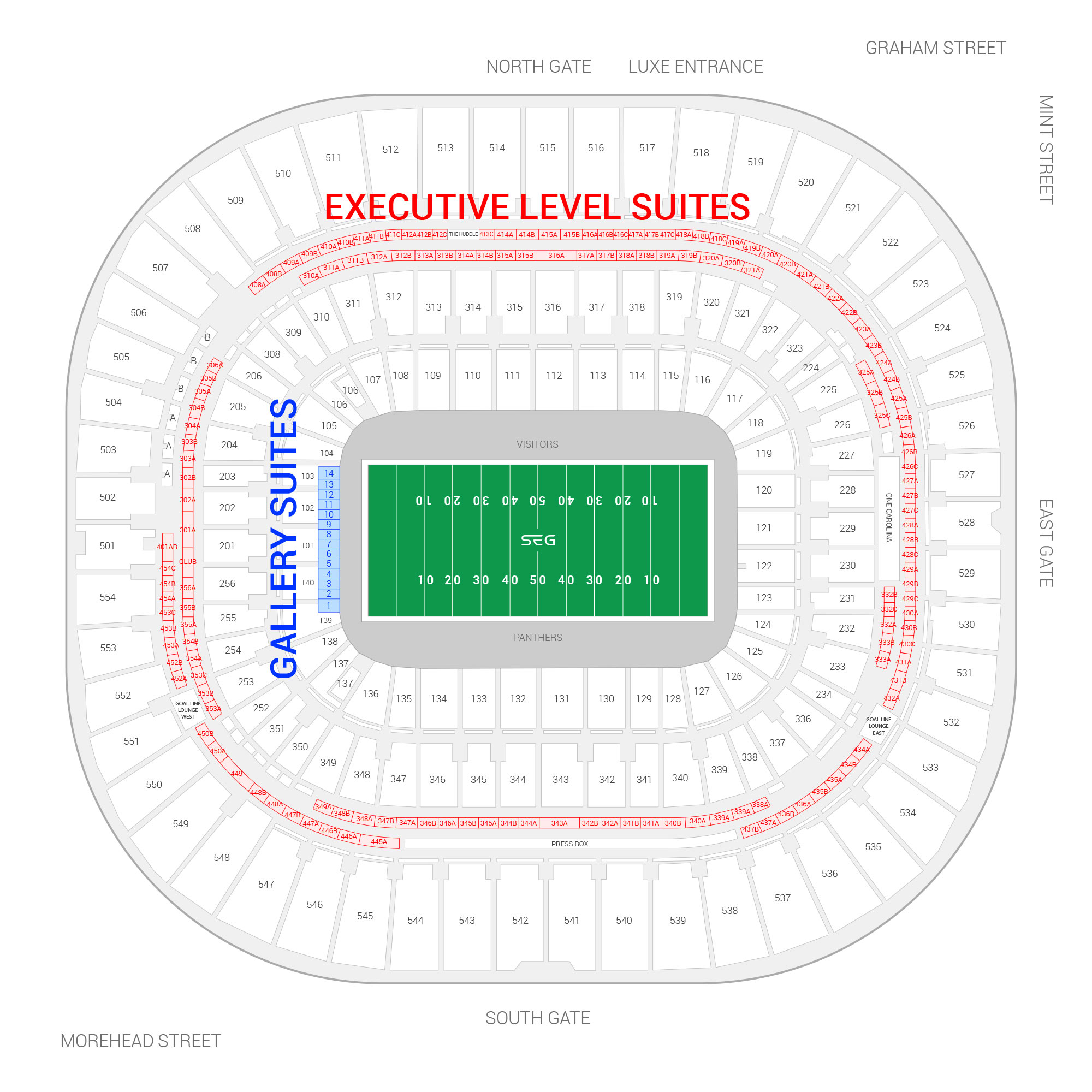 Bank of America Stadium /  Suite Map and Seating Chart